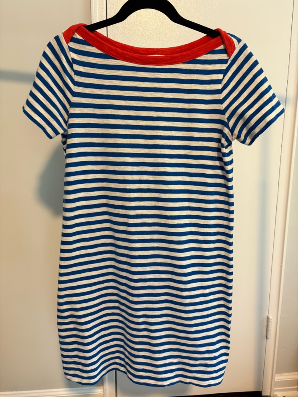 Boden Blue White Stripe Dress 4P Short Sleeve 100% Cotton Nautical Patriotic - Picture 2 of 9